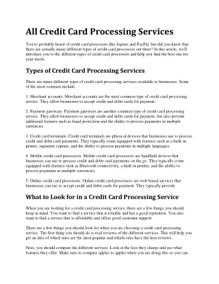 Credit Card Processing Method | Electronic Transfer