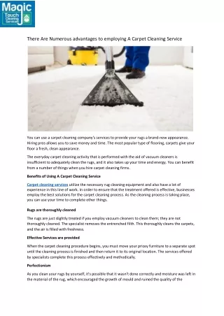 There Are Numerous advantages to employing A Carpet Cleaning Service