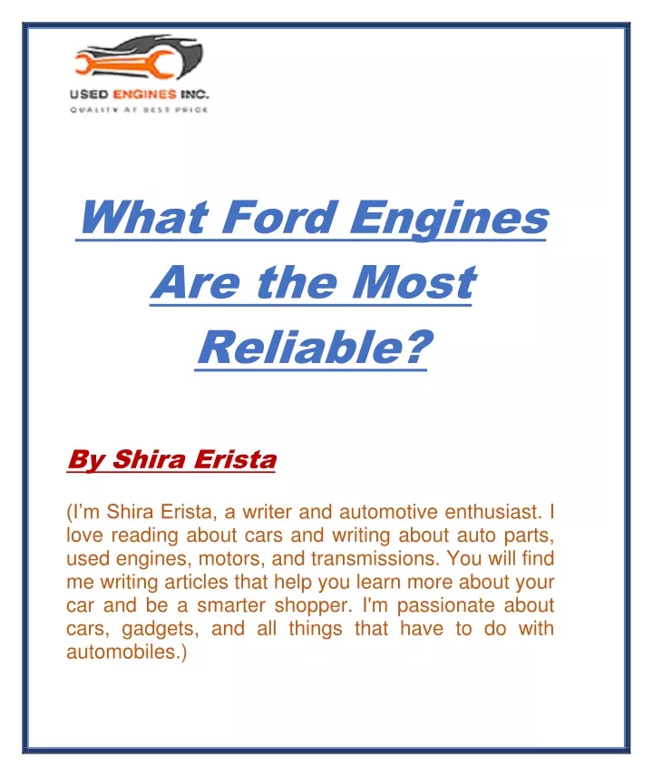 what ford engines are the most reliable by shira