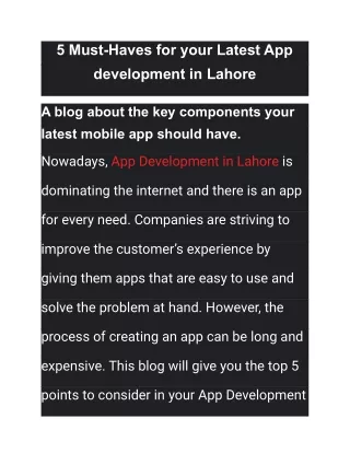 5 must haves for your latest app development