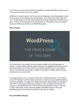 WordPress Plugins_ Pros and Cons