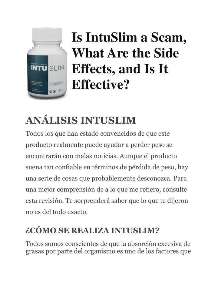 is intuslim a scam what are the side effects