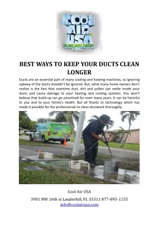 BEST WAYS TO KEEP YOUR DUCTS CLEAN LONGER