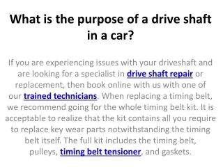 what is the purpose of a drive shaft in a car