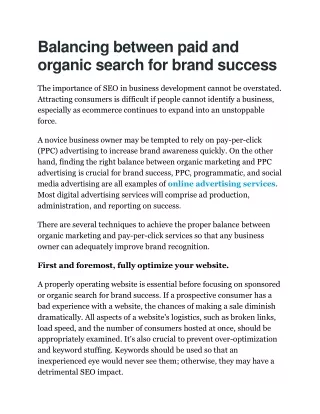 Balancing between paid and organic search for brand success