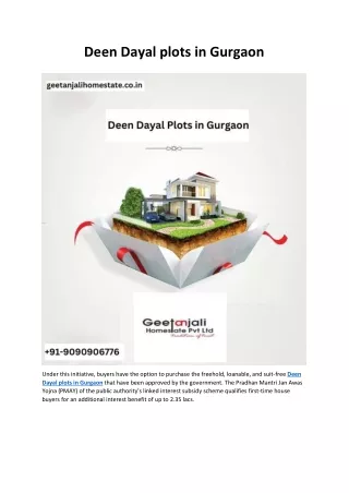 Deen Dayal plots in Gurgaon - Geetanjali Homestate