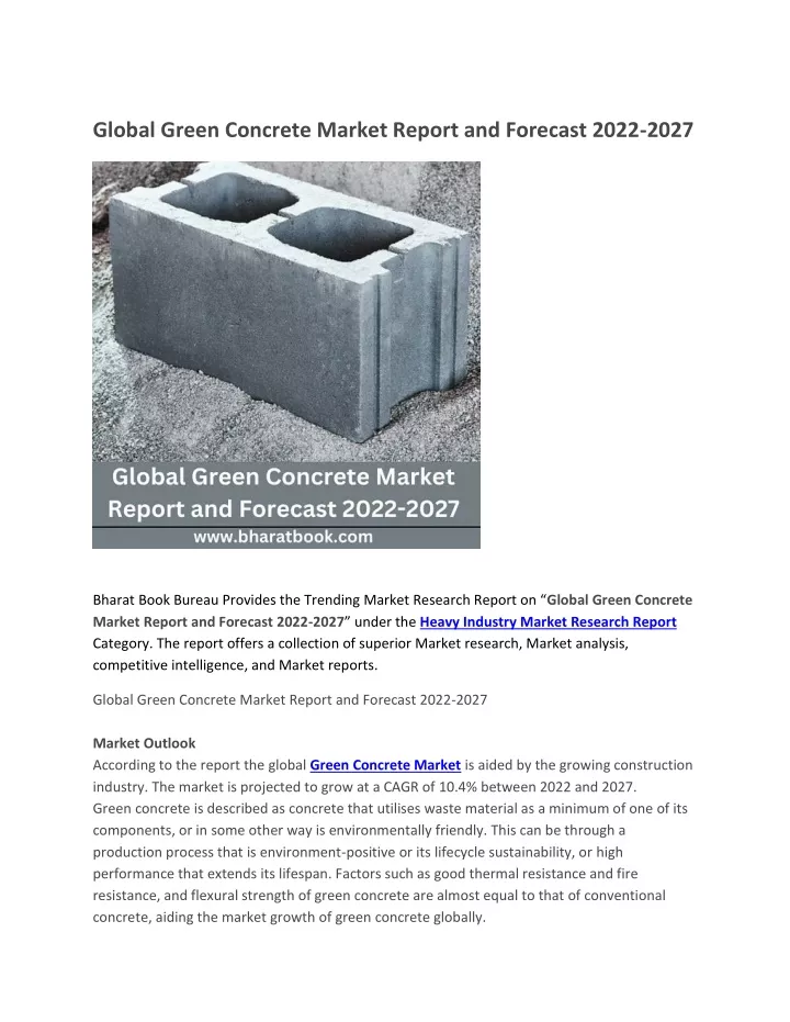 global green concrete market report and forecast