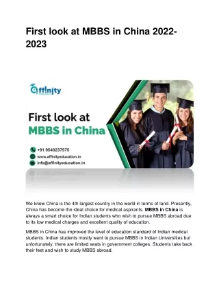 First look at MBBS in China 2022-2023