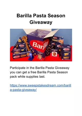 Barilla Pasta Giveaway 2022