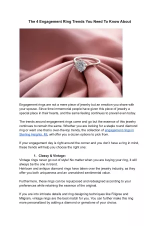 Explore A Collection Of Unique Engagement Rings In Sterling Heights MI