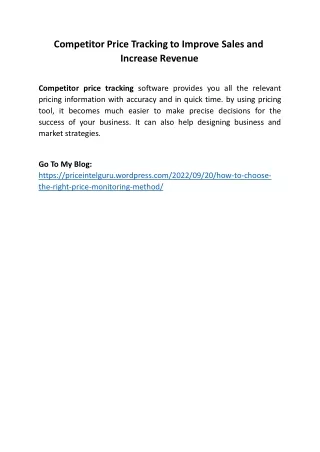 competitor price tracking to improve sales