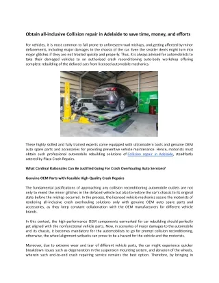 obtain all inclusive collision repair in adelaide