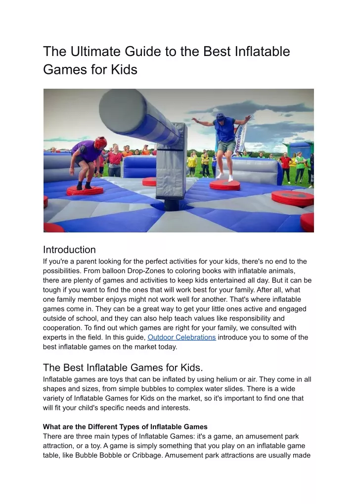 the ultimate guide to the best inflatable games