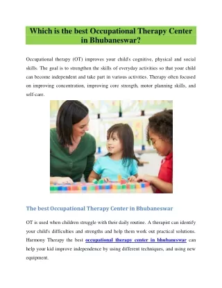 Occupational Therapy Center in Bhubaneswar