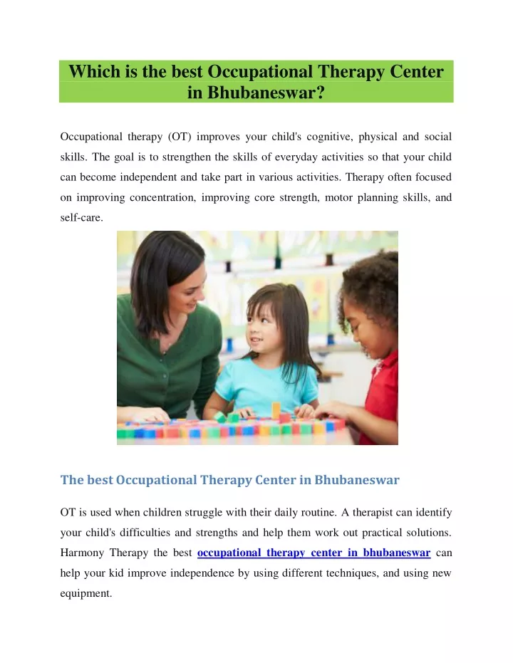 which is the best occupational therapy center