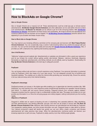 How to BlockAds on Google Chrome?