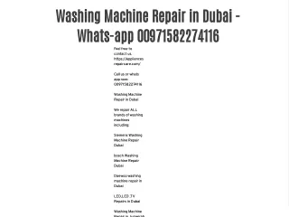 Washing Machine Repair in Dubai - Whats-app 00971582274116