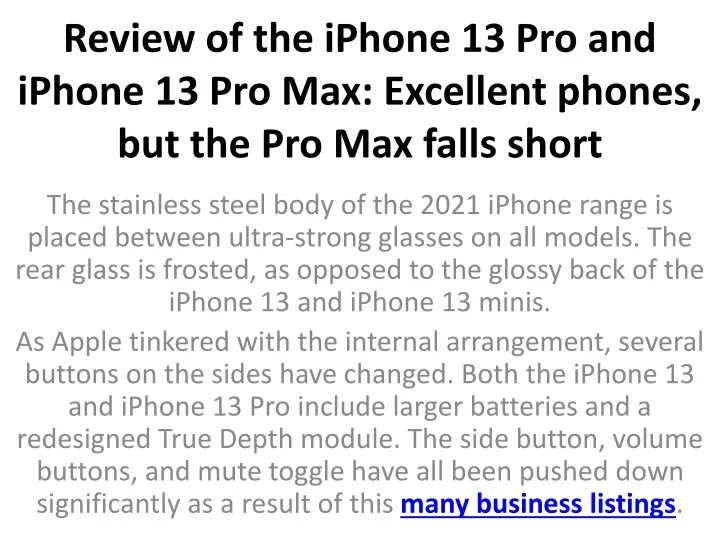 review of the iphone 13 pro and iphone 13 pro max excellent phones but the pro max falls short