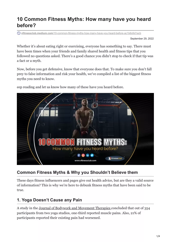 Ppt 10 Common Fitness Myths How Many Have You Heard Before Powerpoint