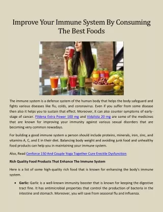 Improve Your Immune System By Consuming The Best Foods