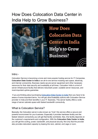 how does colocation data center in india help