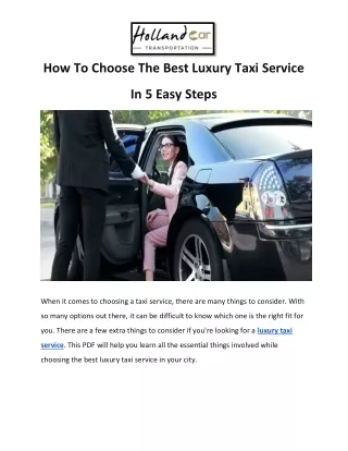 How To Choose The Best Luxury Taxi Service In 5 Easy Steps