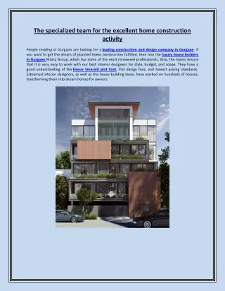 the specialized team for the excellent home