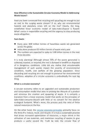 how effective is the sustainable circular economy