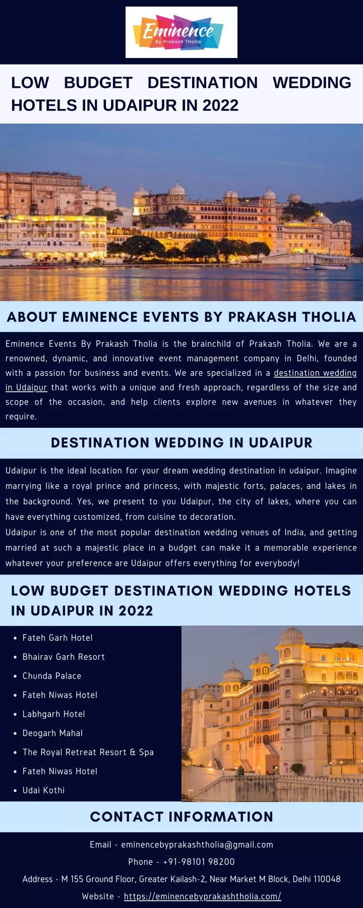 low budget destination wedding hotels in udaipur