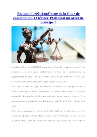 en quoi l arr t jand heur de la cour de cassation