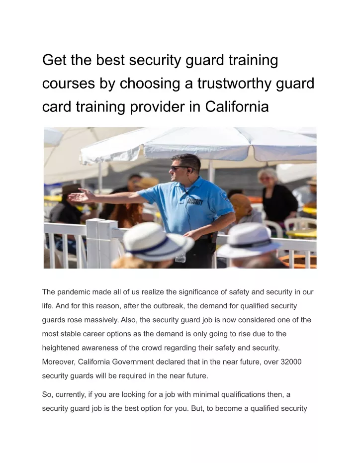 get the best security guard training courses