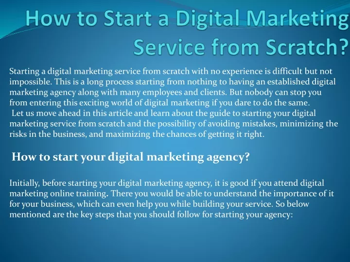 how to start a digital marketing service from scratch