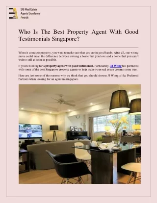 Who Is The Best Property Agent With Good Testimonials Singapore?