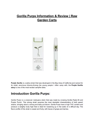 Gorilla Purp Information & Review | Raw Garden Carts
