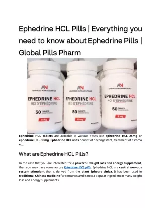 Ephedrine HCL Pills - Global Pills Pharm