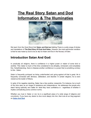 The Real Story Satan and God Information & The Illuminaties