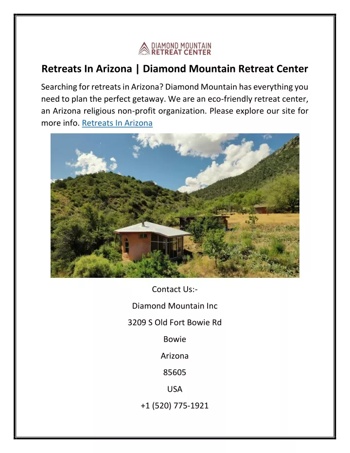 retreats in arizona diamond mountain retreat