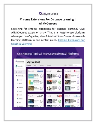 Chrome Extensions For Distance Learning | AllMyCourses