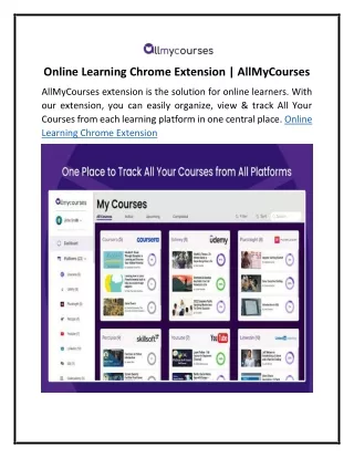 Online Learning Chrome Extension | AllMyCourses