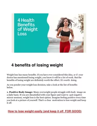 4 benefits of losing weight (1) SMOOTHIE DIET WEIGHT LOSS