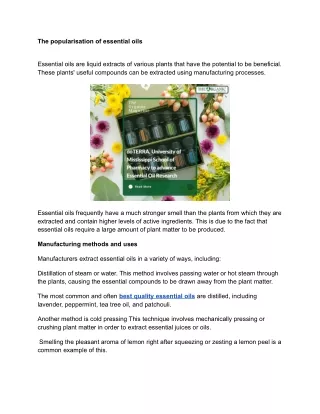 the popularisation of essential oils