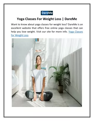 Yoga Classes For Weight Loss | DareMe