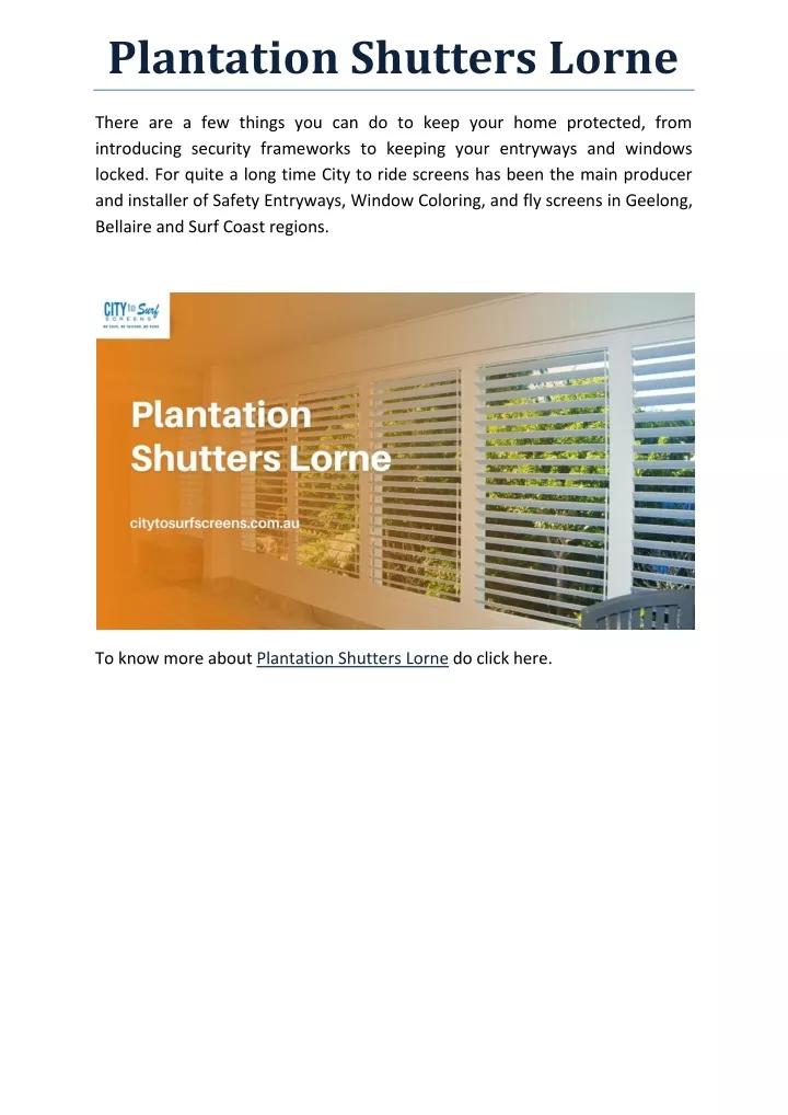 plantation shutters lorne