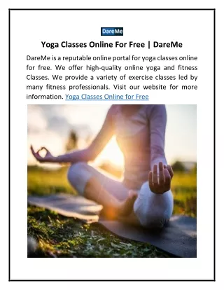 Yoga Classes Online For Free | DareMe