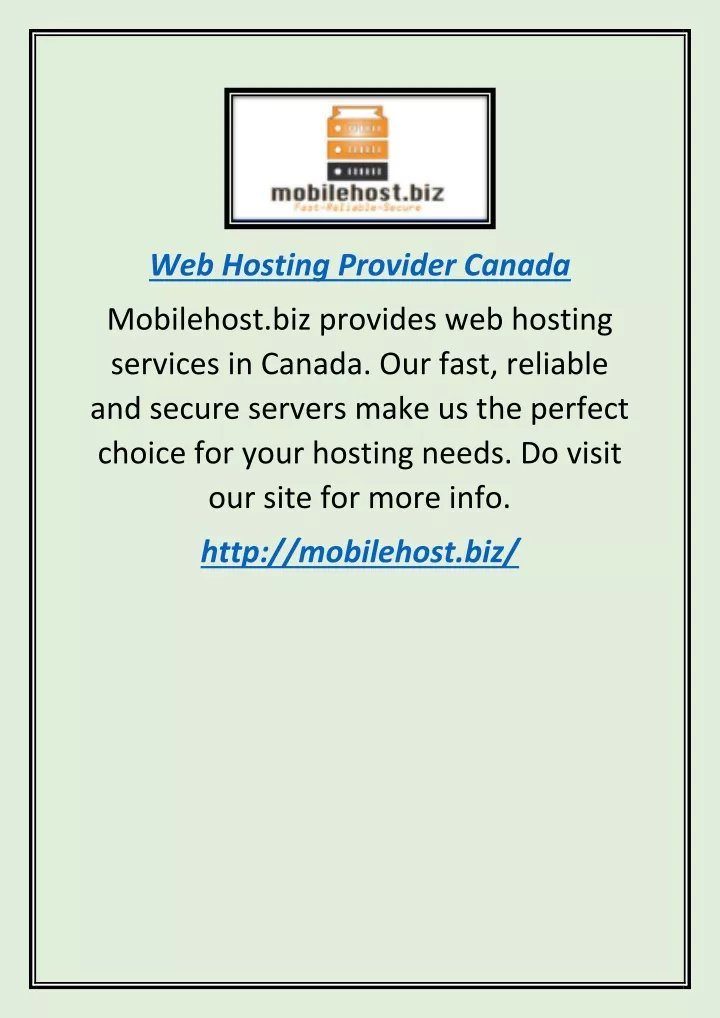 web hosting provider canada