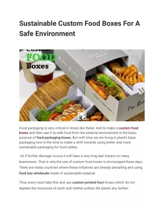 Sustainable Custom Food Boxes For A Safe Environment