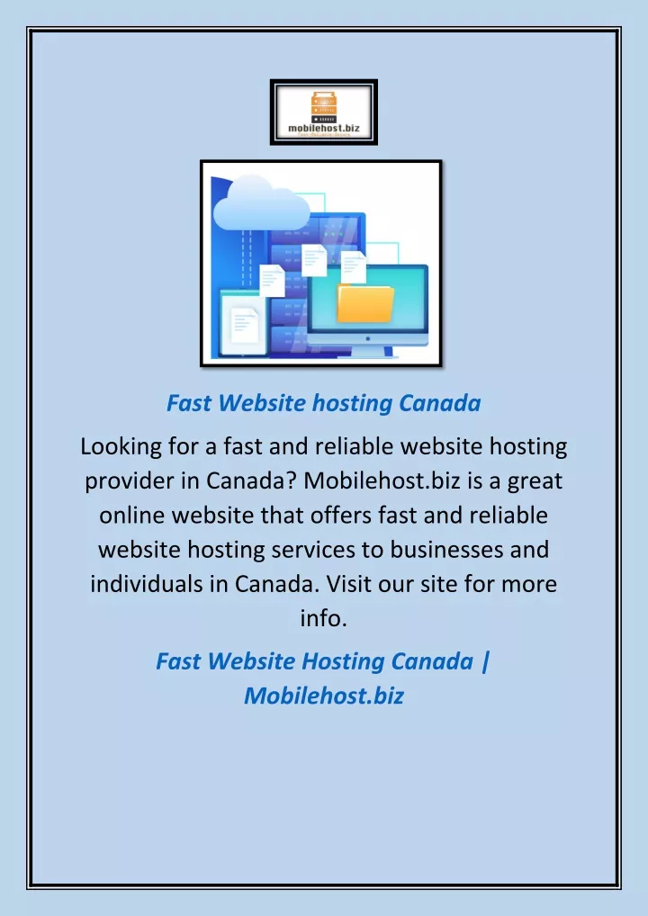 fast website hosting canada