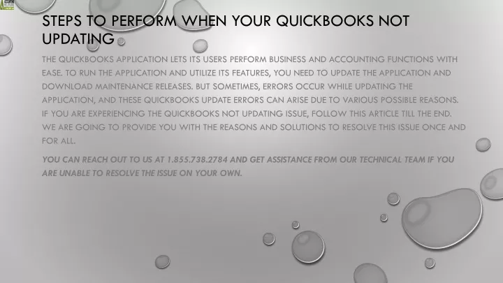 steps to perform when your quickbooks not updating