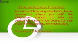 Online Learning Tools Or Resources  AllMyCourses