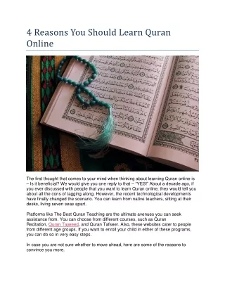 4 reasons you should learn quran online